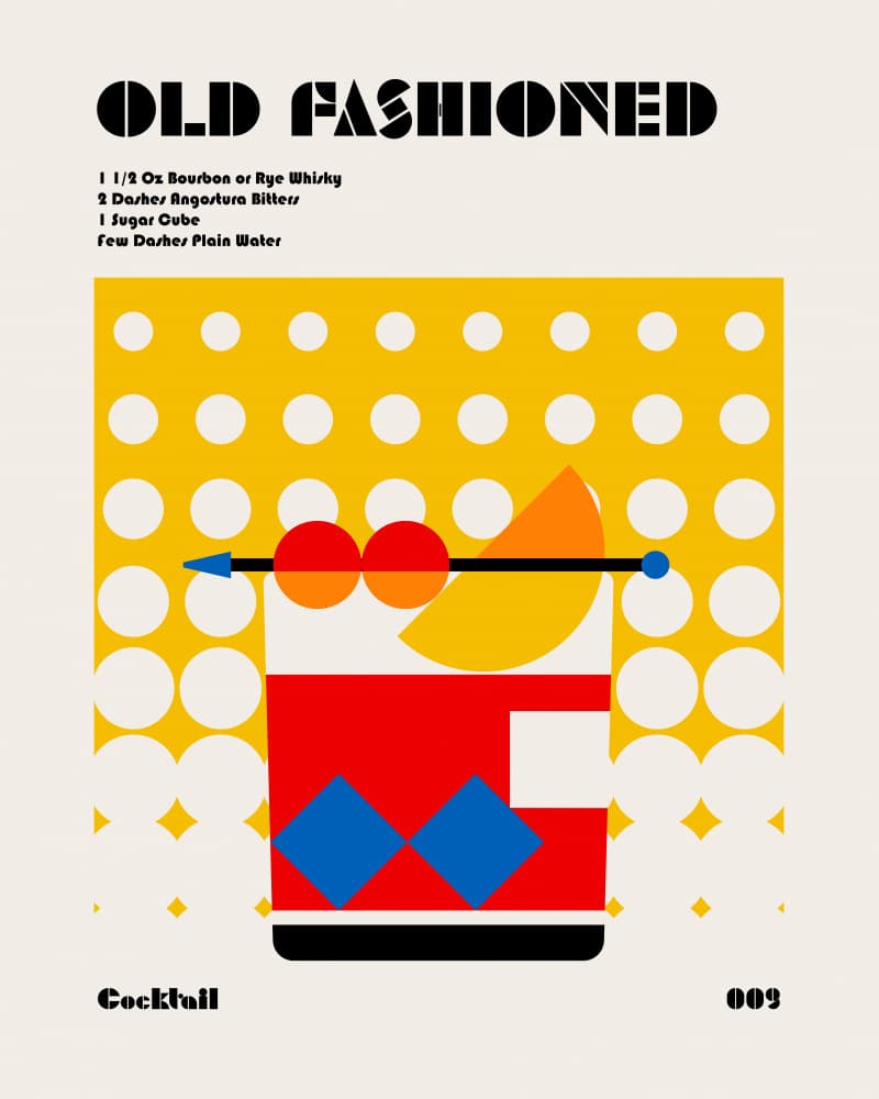 Old Fashioned Cocktail Recipe by Retrodrome — canvas wall art