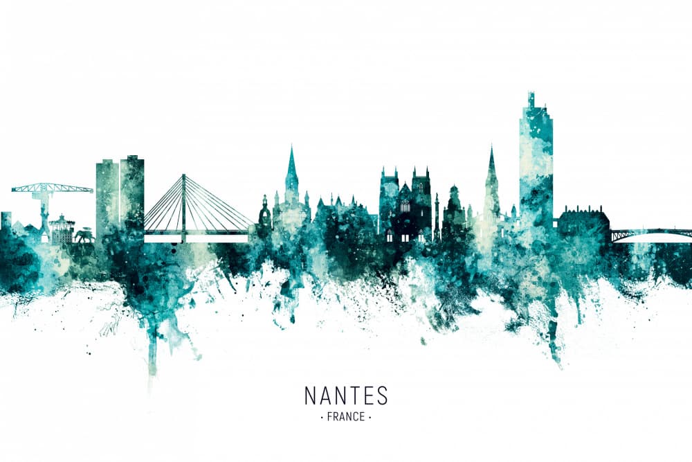 Nantes France Skyline by Michael Tompsett — canvas wall art