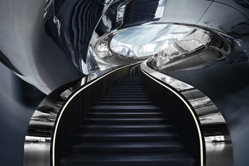 Modern Chrome Staircase by Greetje van Son — canvas wall art