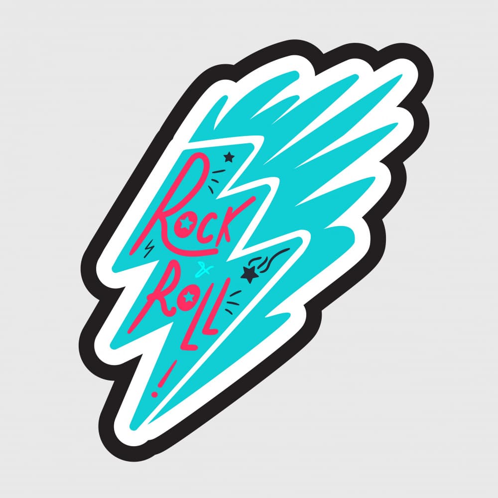 Rock Roll Lightning Bolt by Marika Barsrsind — canvas wall art