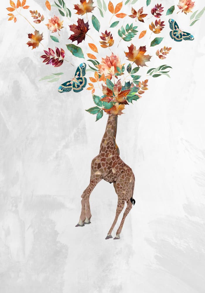 Whimsical Autumn Giraffe by Sarah Manovski — canvas wall art