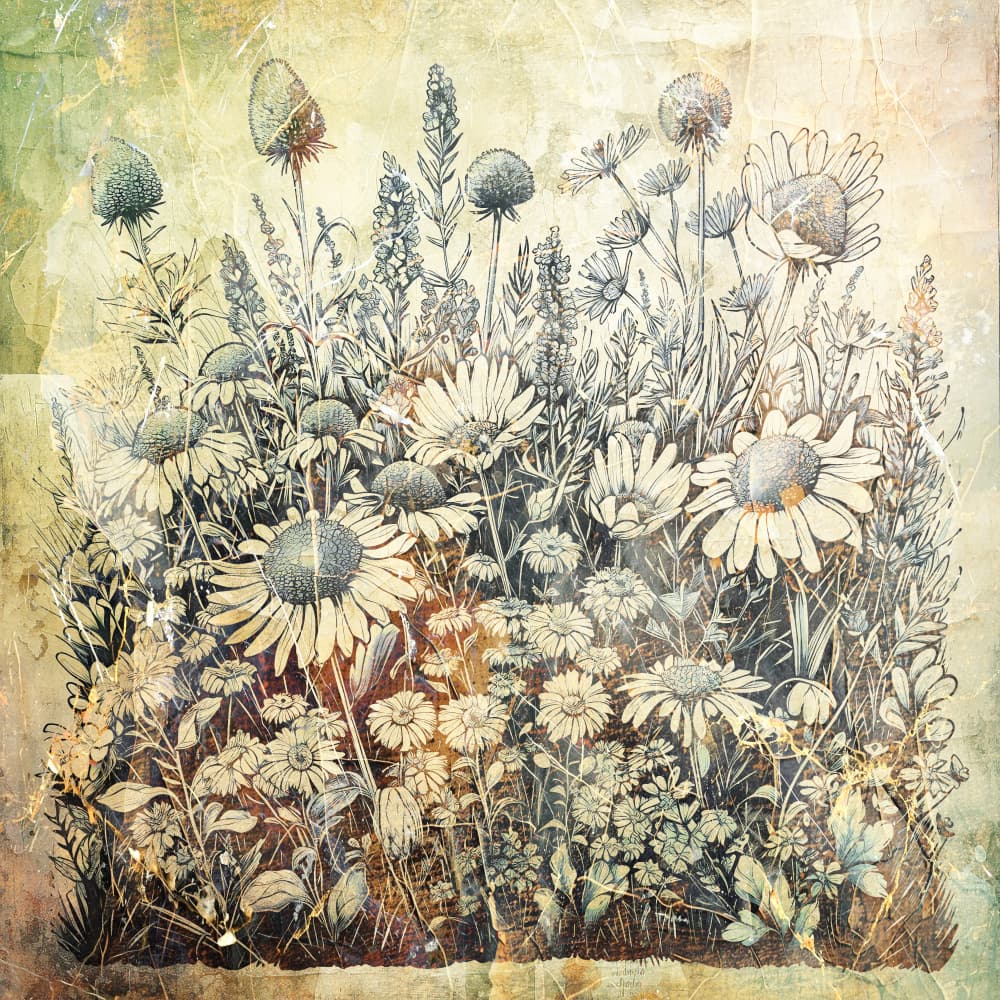 Vintage Wildflower Sketch by Rafal Kulik — canvas wall art