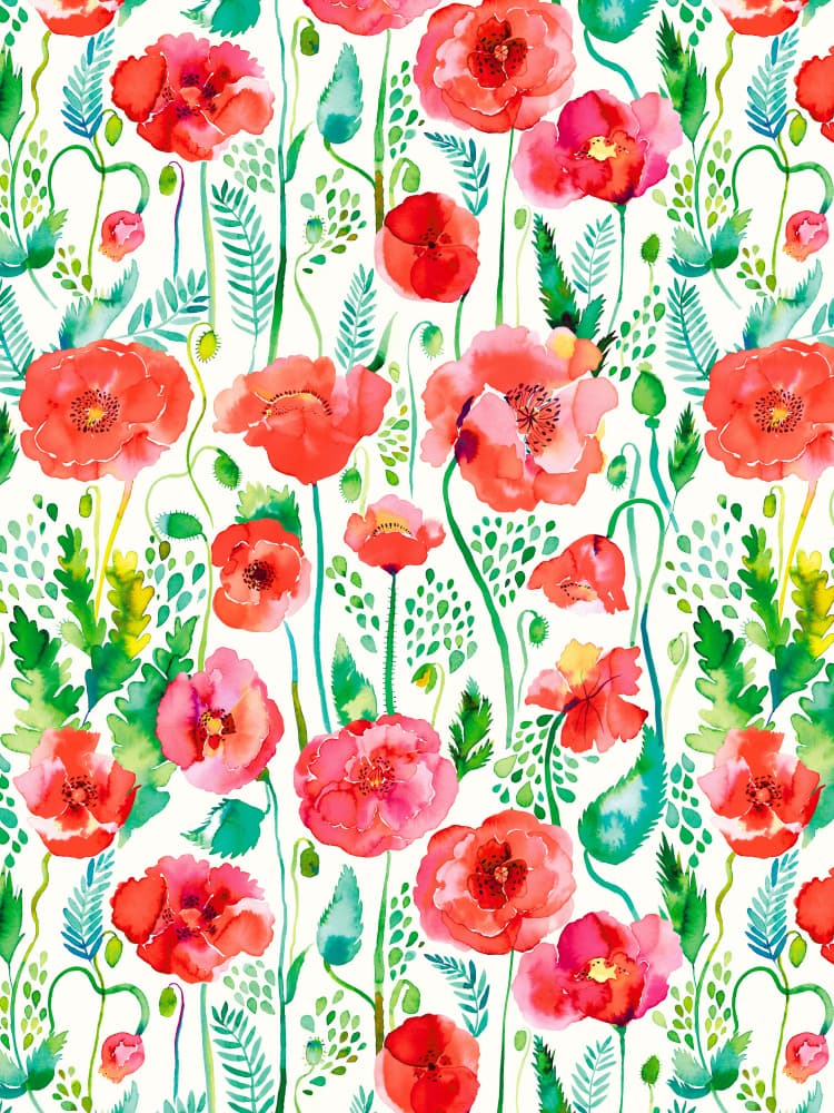 Vibrant Poppy Meadow by Ninola Design — canvas wall art