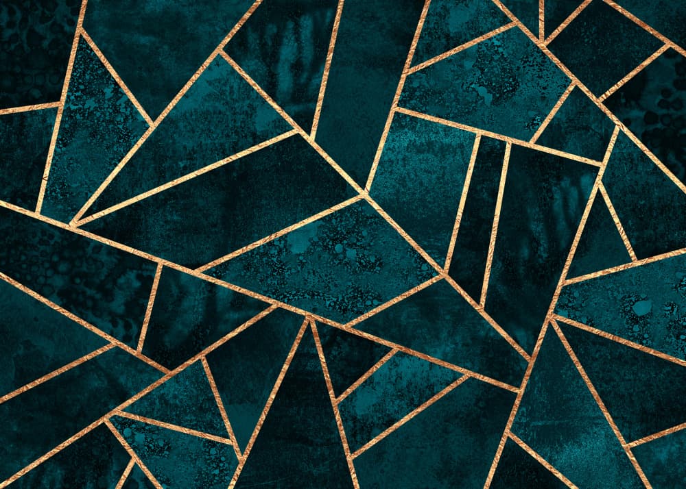 Teal Gold Geometric Mosaic by Elisabeth Fredriksson — canvas wall art