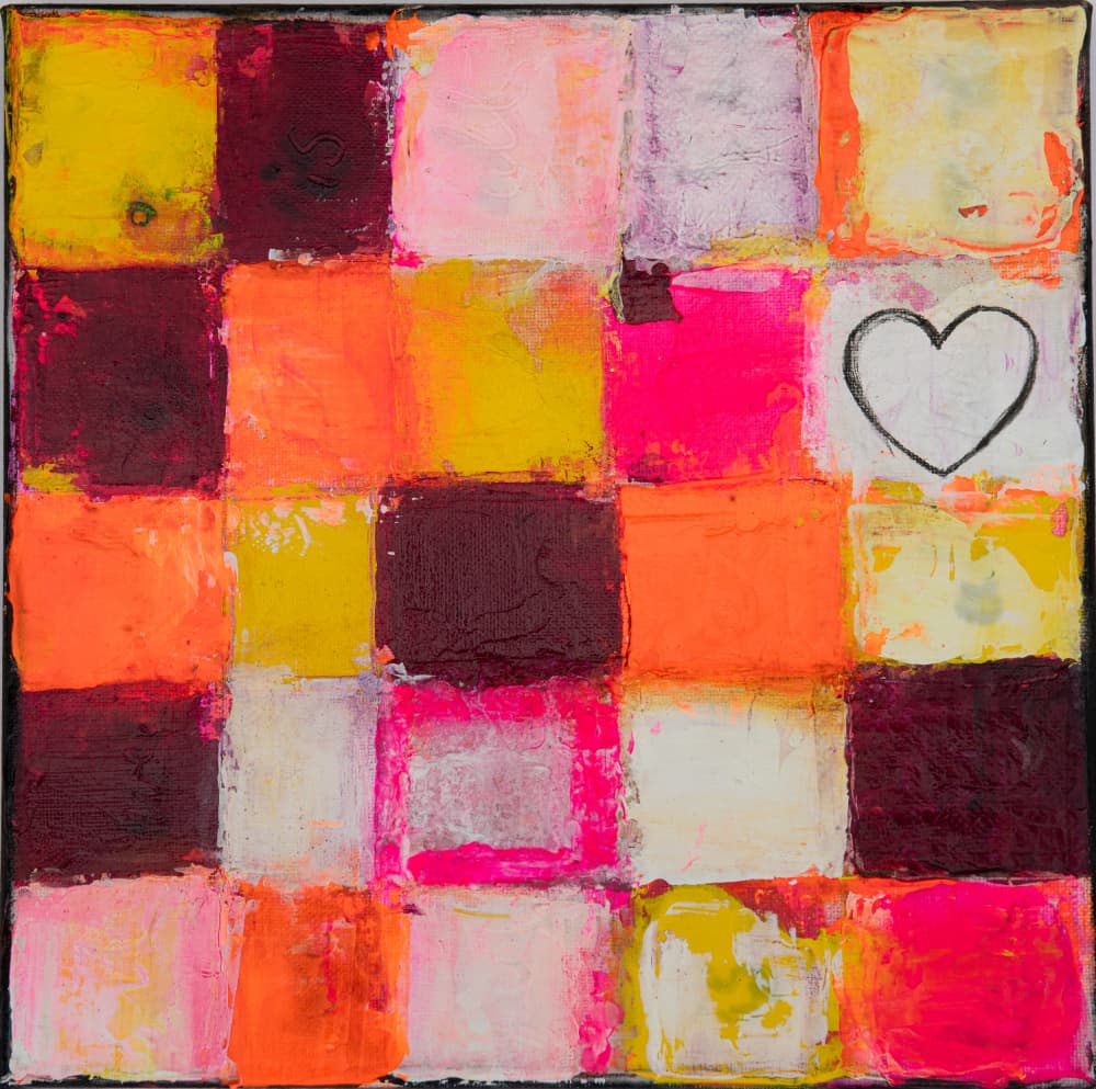 Colorful Grid Heart by Deb Chaney — canvas wall art