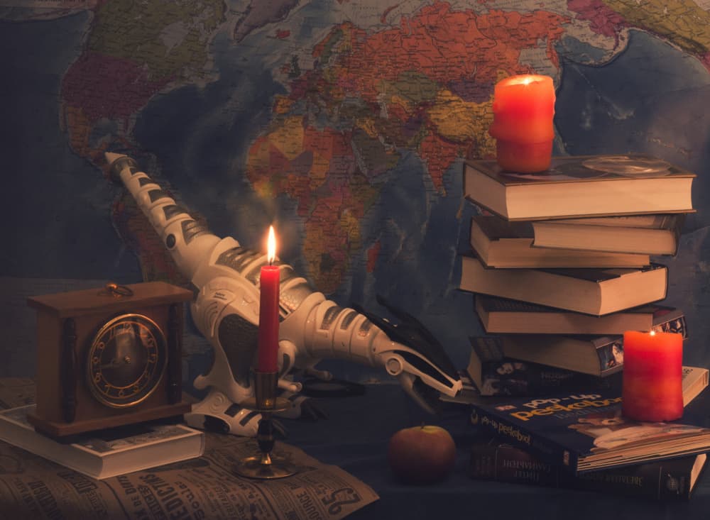Cozy Candlelit Study by UstinaGreen — canvas wall art