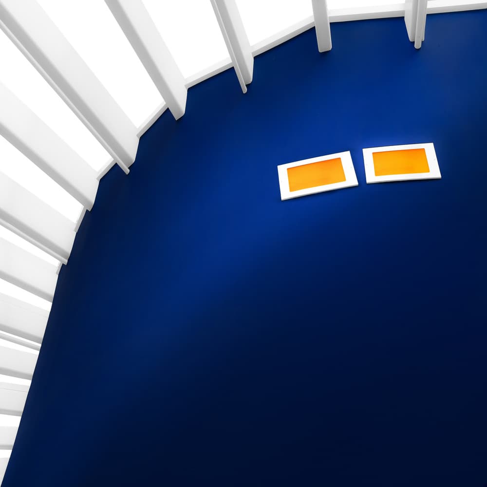 Deep Blue Architectural Geometry by Marc Huybrighs — canvas wall art