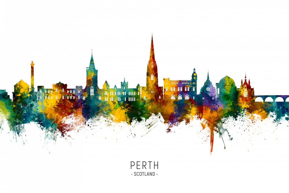Perth Scotland Skyline by Michael Tompsett — canvas wall art