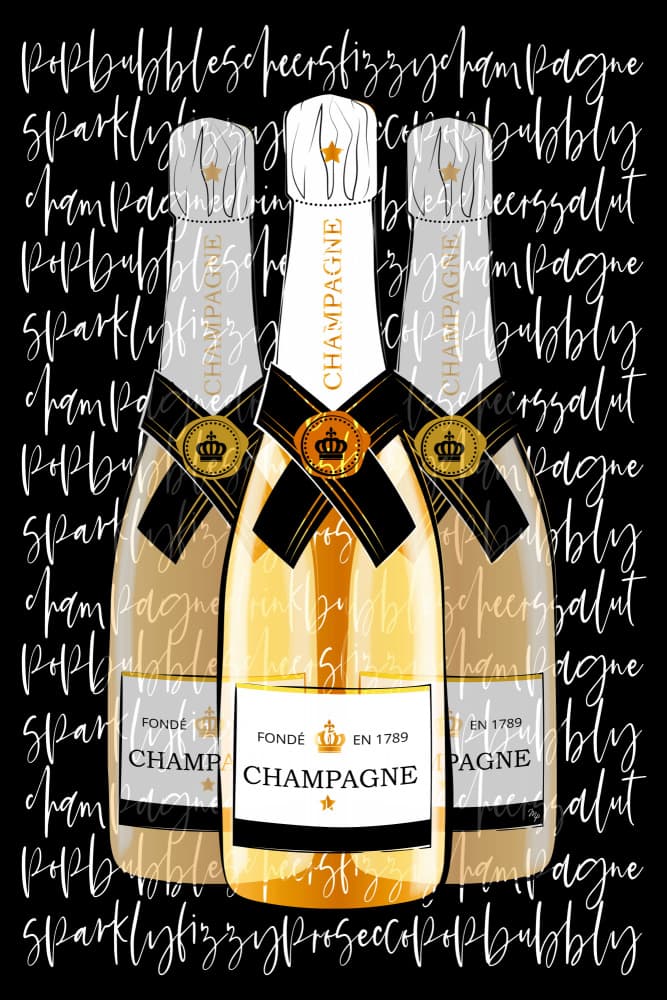 Elegant Champagne Trio by Martina — canvas wall art