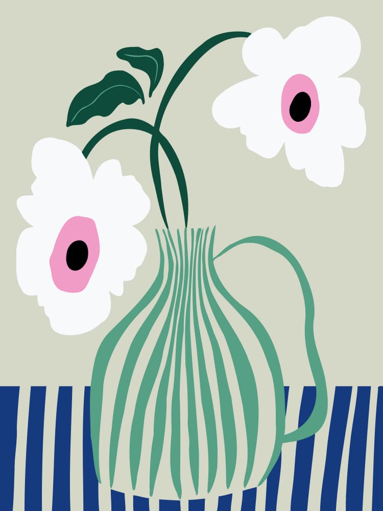 Modern Floral Still Life by Miho Art Studio — canvas wall art
