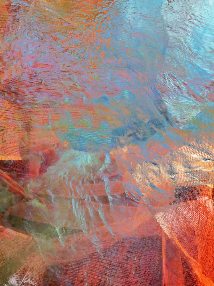 Aqua Orange Abstract Flow by Angelo Cerantola — canvas wall art