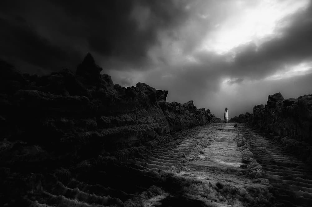 Woman on Desolate Path by Sho Shibata — canvas wall art