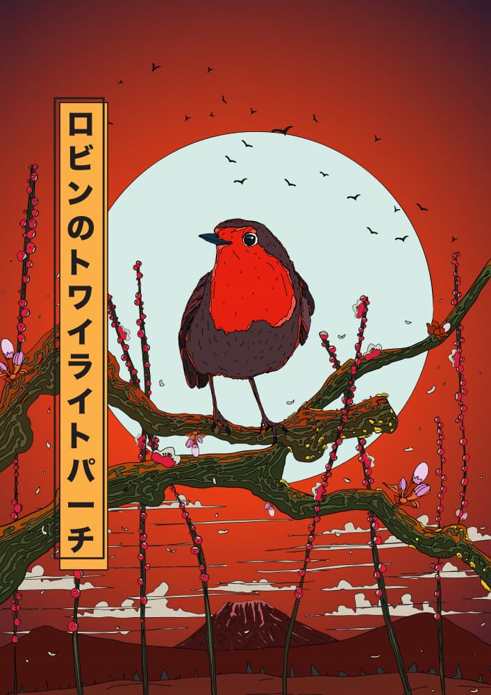 Twilight Robin Perch by Nicholas — canvas wall art