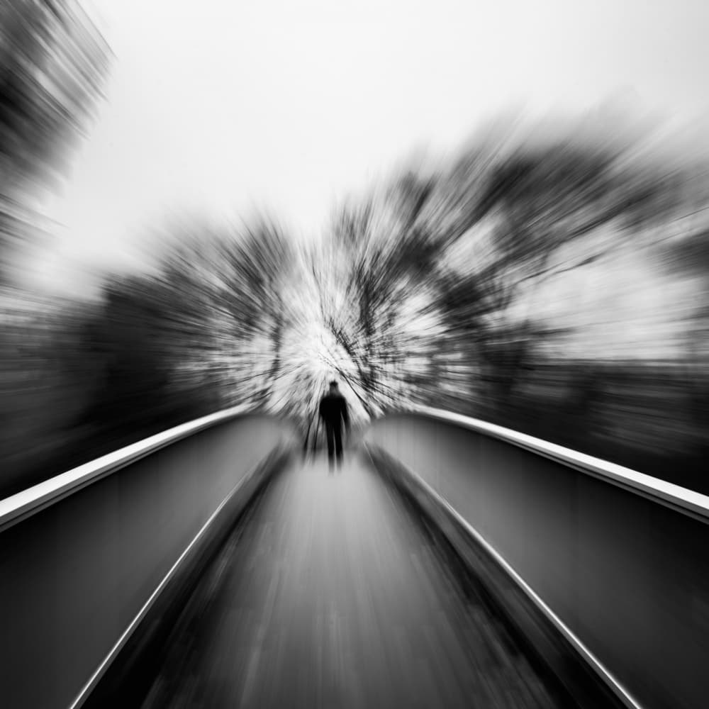 Solitary Man Blurred Path by Robert Kuavi — canvas wall art