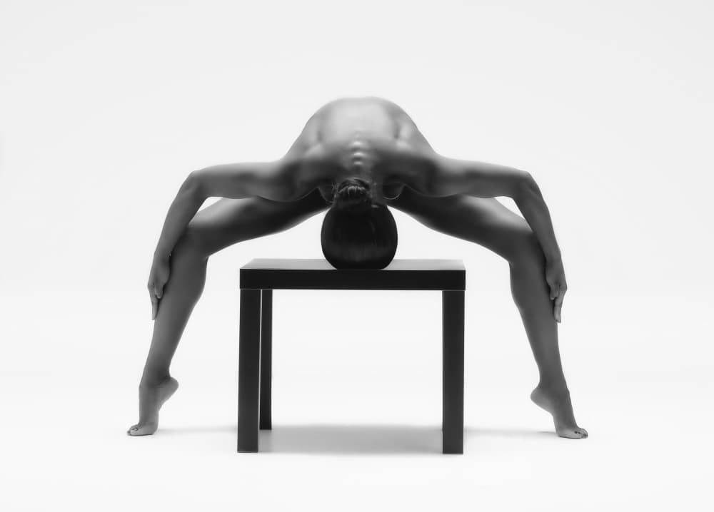 Monochrome Yoga Pose by Catchlight Studio — canvas wall art