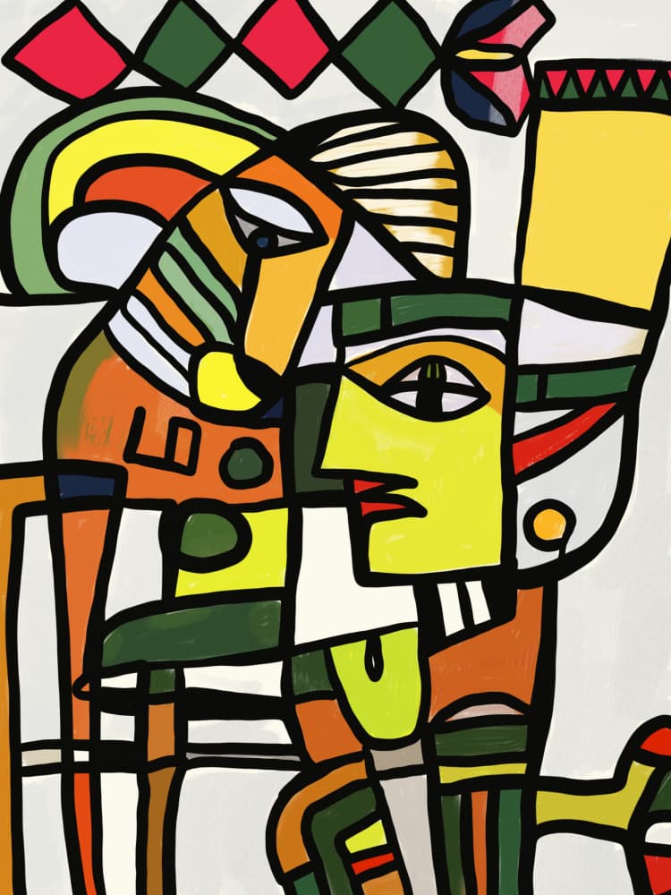 Vibrant Cubist Companions by Little Dean — canvas wall art