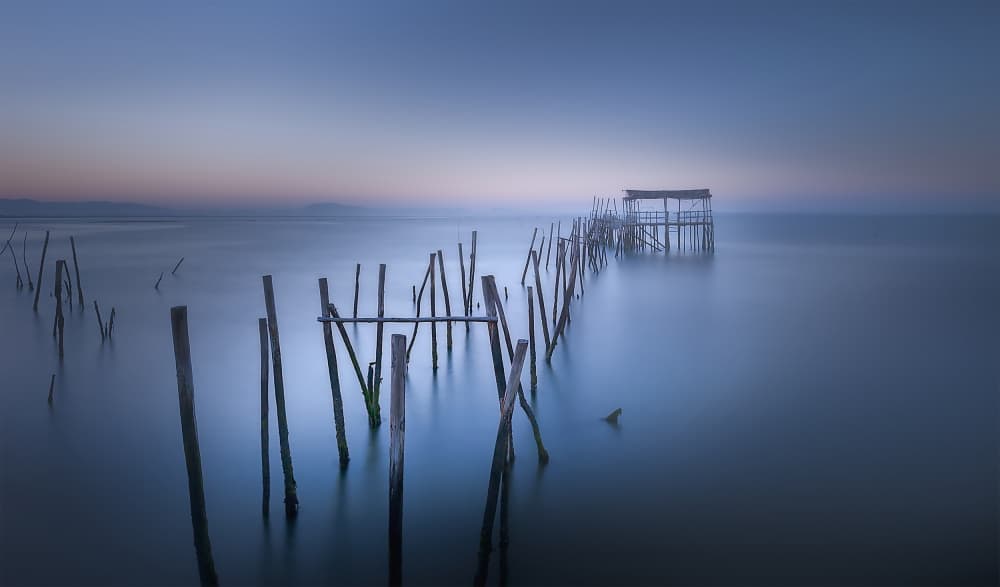 Still Water Pier Hut by Eugenio Pastor Benjumeda — canvas wall art