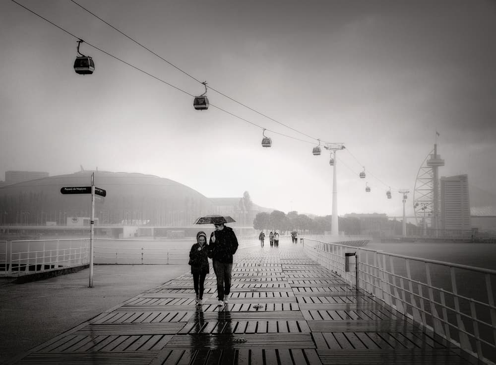 Rainy City Walk by Elena Raceala — canvas wall art