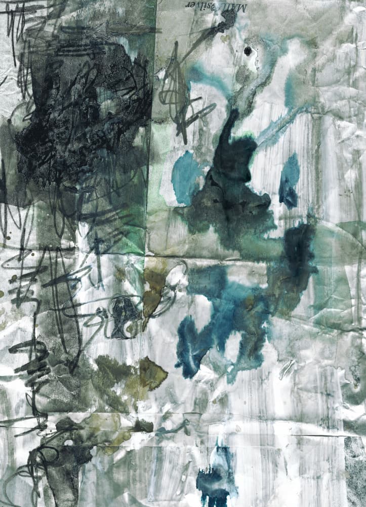 Crumpled Blue Green Abstract by Annick — canvas wall art