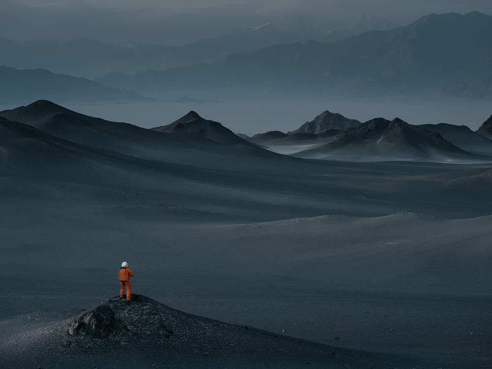 Solitary Figure Vast Landscape by Bingo Z — canvas wall art