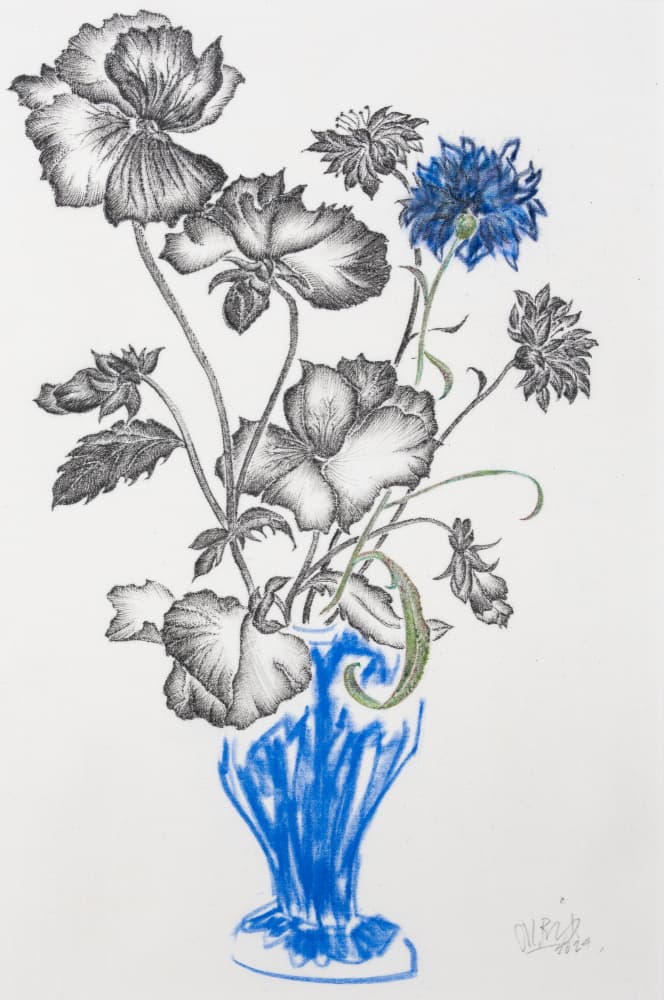 Blue Vase Floral Bouquet by Mette Rix — canvas wall art
