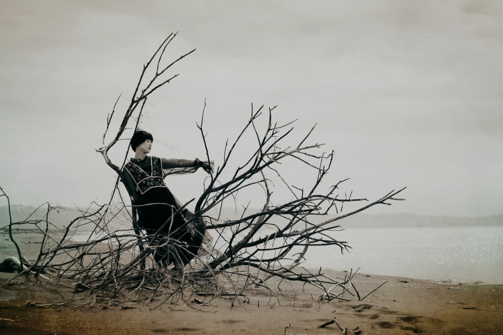 Lone Figure Dry Branches by Midoriselfphoto — canvas wall art