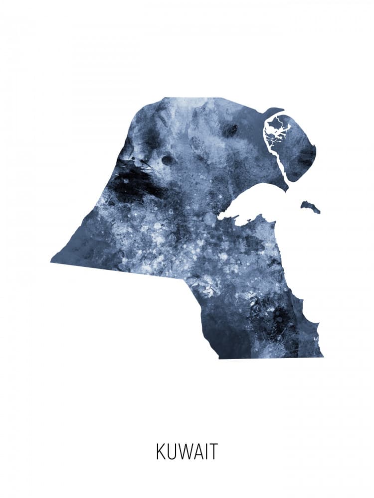 Textured Kuwait Map by Michael Tompsett — canvas wall art