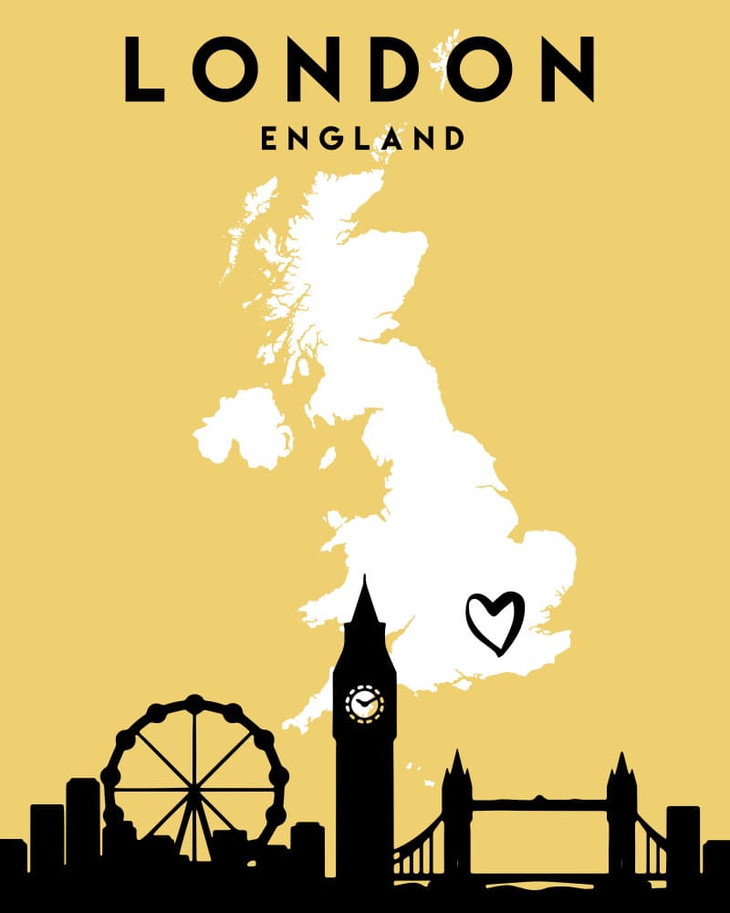 London England Map Heart by Emiliano Deificus — canvas wall art