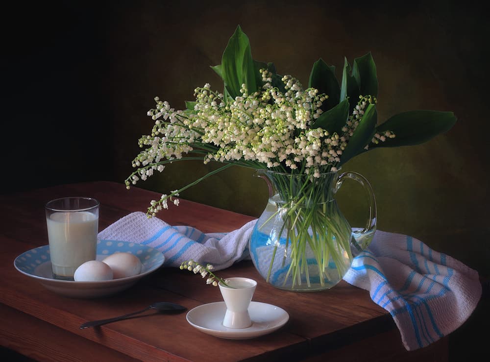 Morning Lilies Still Life by Tatyana Skorokhod — canvas wall art