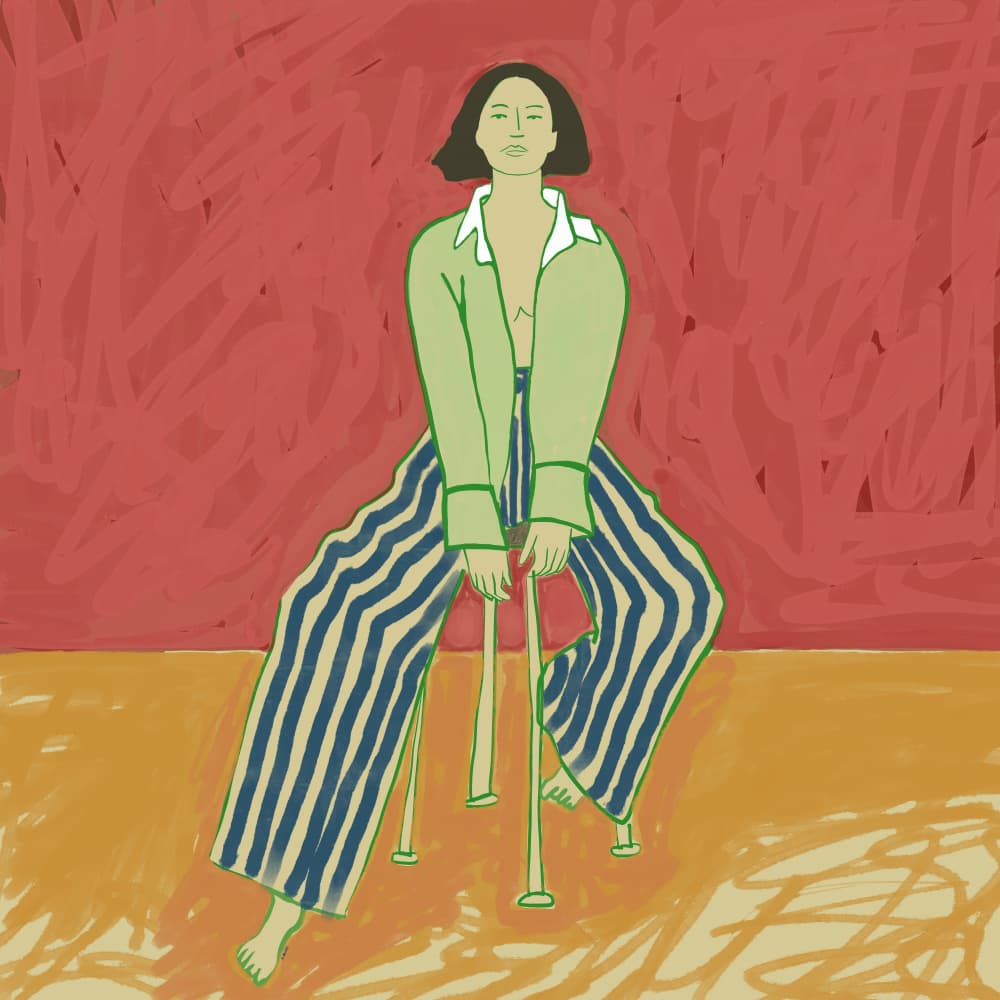 Woman in Striped Pants by Sharyn Bursic — canvas wall art