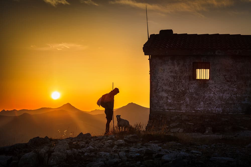 Solitary Mountain Sunset by Juan Garcia Garcia Lucas (Pixelecta) — canvas wall art