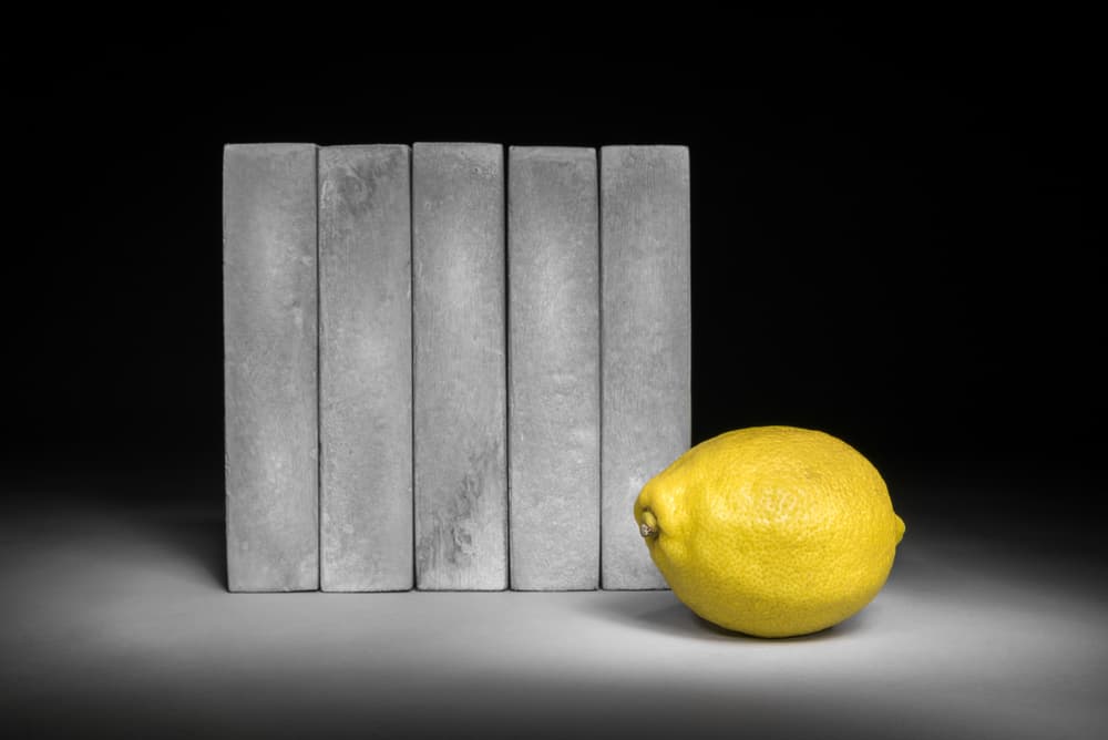 Bright Lemon Grey Blocks by Christophe Verot — canvas wall art