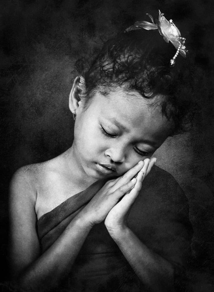 Peaceful Praying Girl by Jay Satriani — canvas wall art