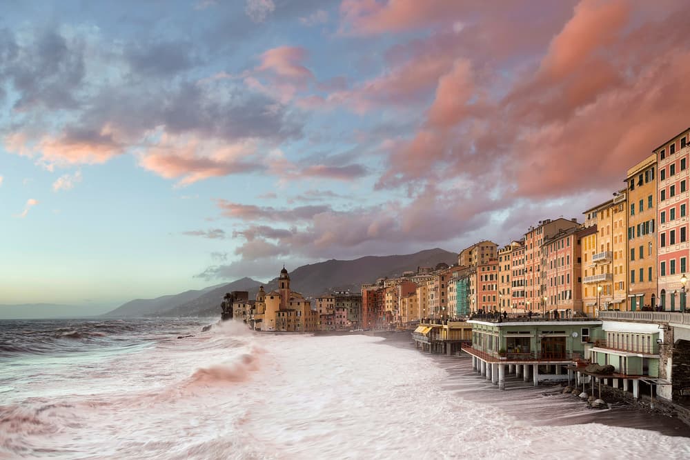 Camogli Sunset Waves by Paolo Bolla — canvas wall art