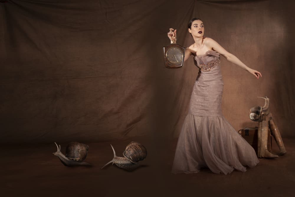 Elegant Woman with Snails by Christine von Diepenbroek — canvas wall art