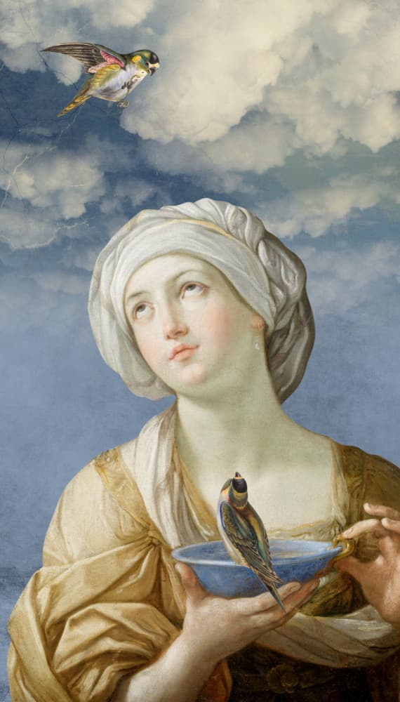 Serene Woman with Birds