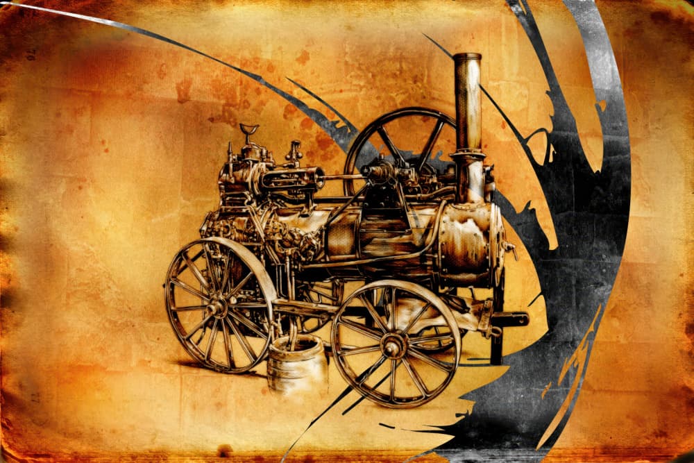 Aged Industrial Engine by Rafal Kulik — canvas wall art