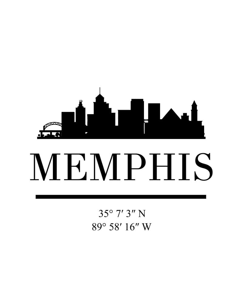 Memphis Skyline Coordinates by Emiliano Deificus — canvas wall art
