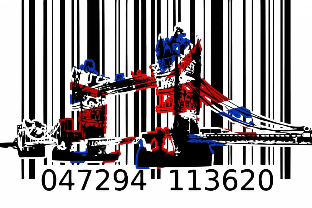 Grungy London Barcode Bridge by Rafal Kulik — canvas wall art