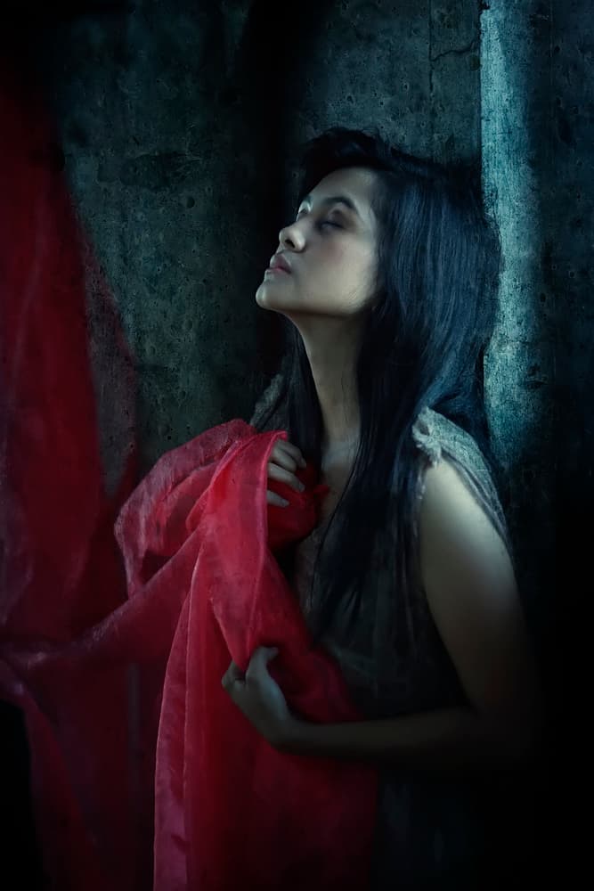 Ethereal Woman Red Fabric by Hari Sulistiawan — canvas wall art