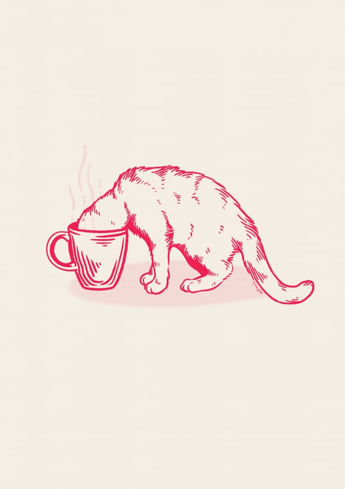 Curious Cat Coffee Mug by Tara Royle — canvas wall art