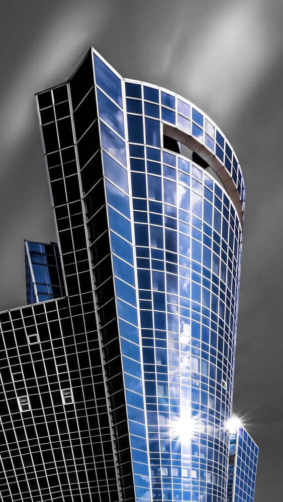Dynamic Blue Skyscraper by Udrea Dan — canvas wall art