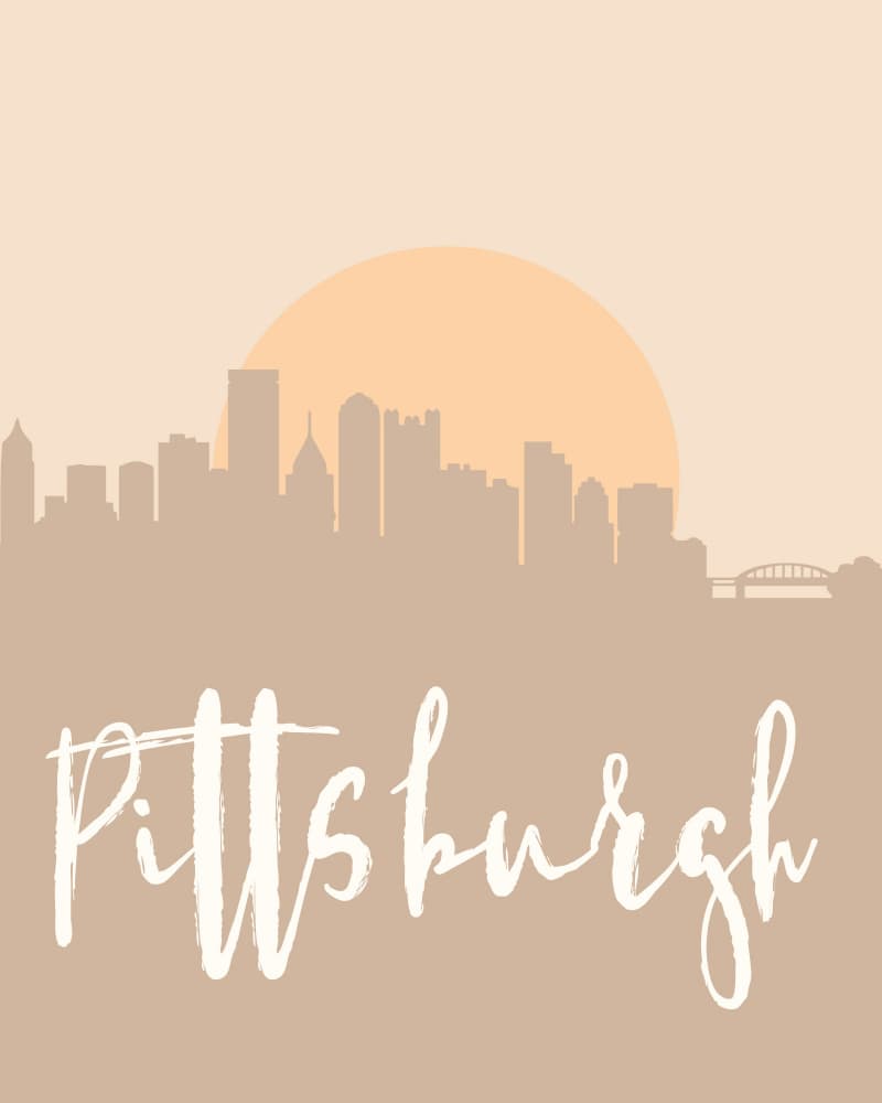 Pittsburgh Sunset Skyline by Emiliano Deificus — canvas wall art