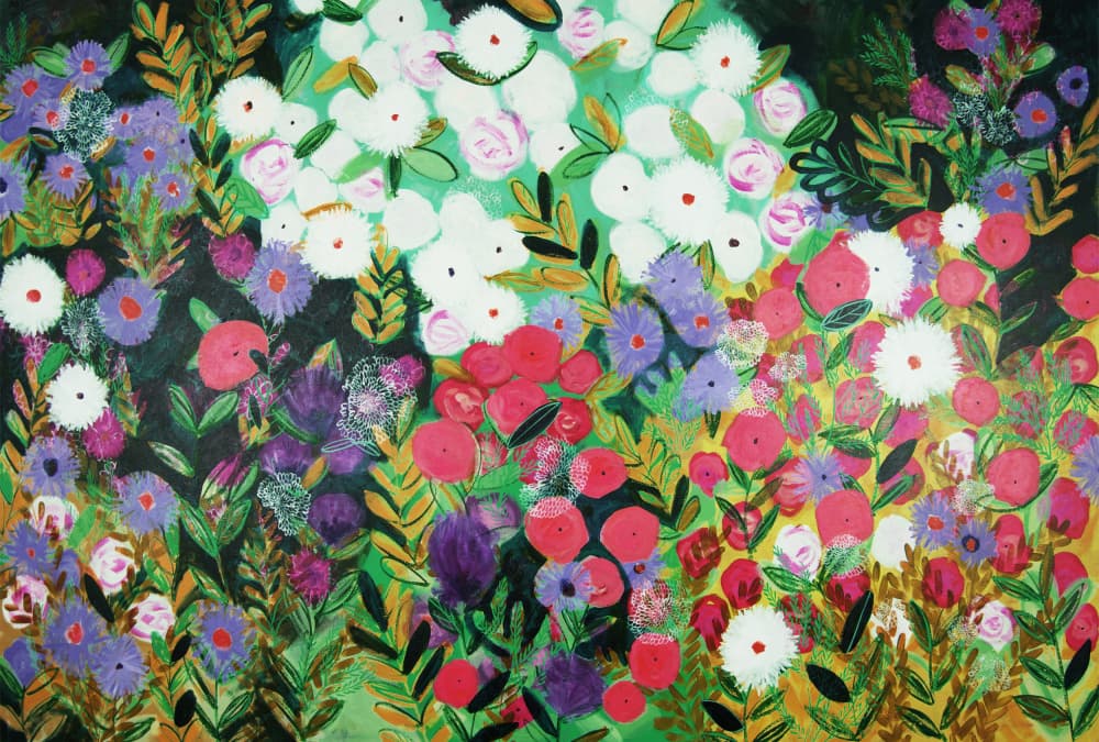 Vibrant Garden Blooms by Shelley Hampe — canvas wall art