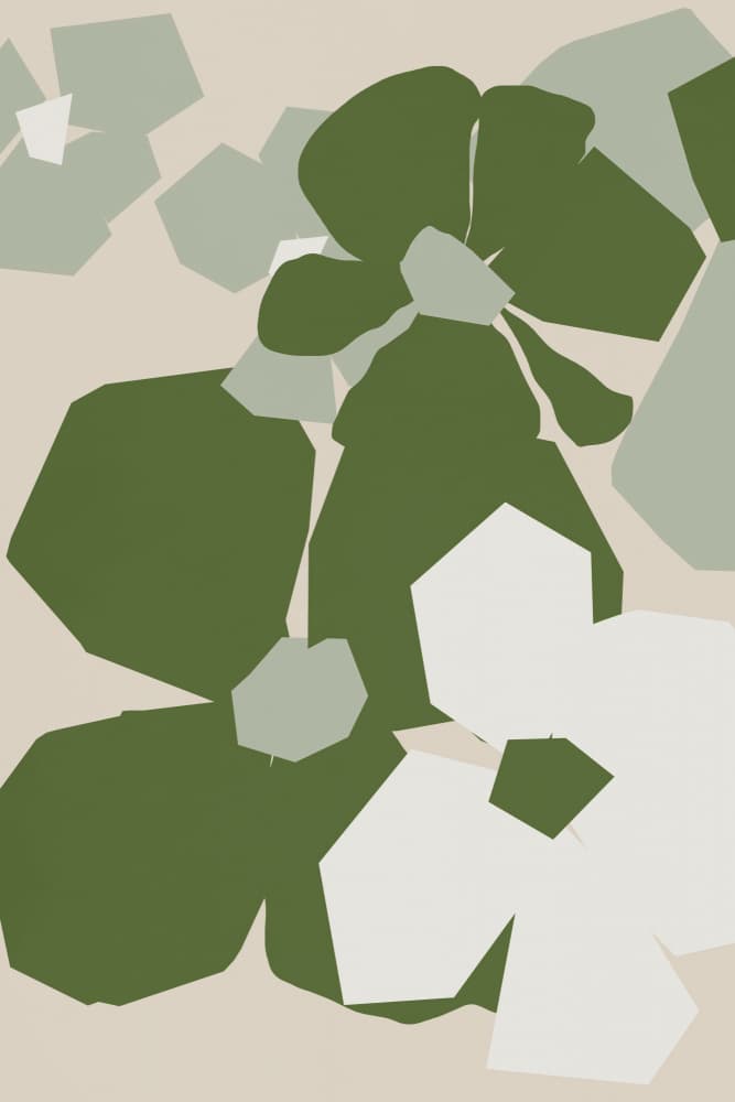 Green cutout flowers by Treechild — canvas wall art