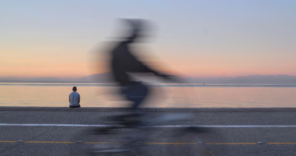 Solitary Sunset Blur by Markos Tsoukalas — canvas wall art