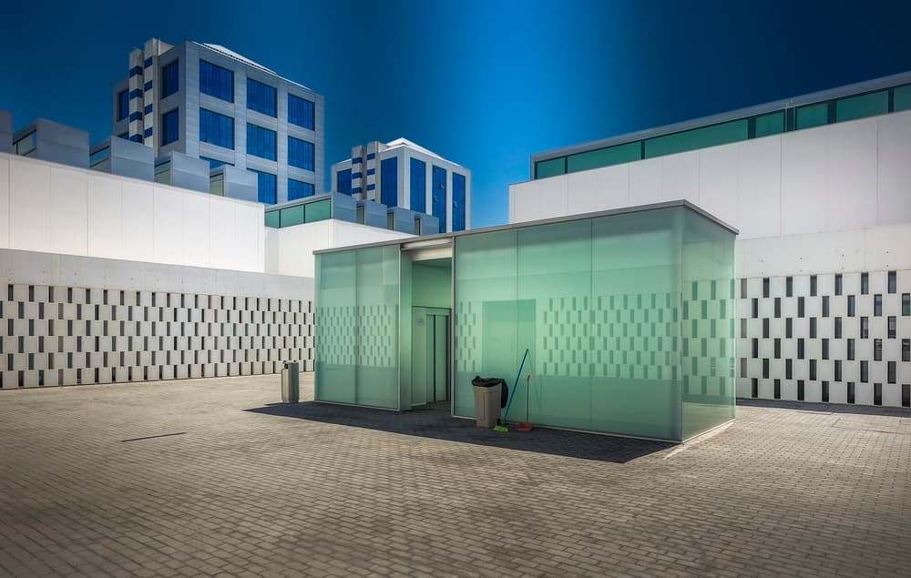 Modern Blue Architecture by Eugenio Pastor Benjumeda — canvas wall art