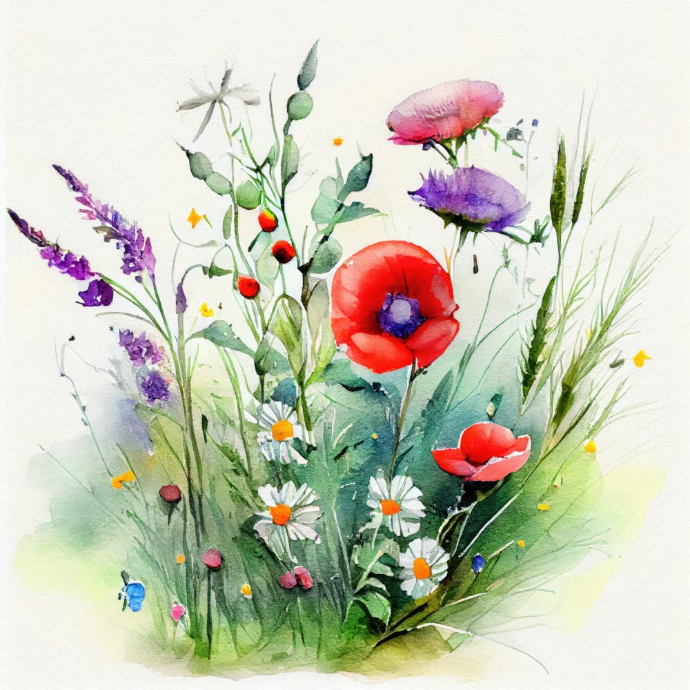 Vibrant Wildflower Meadow by Justyna Jaszke — canvas wall art