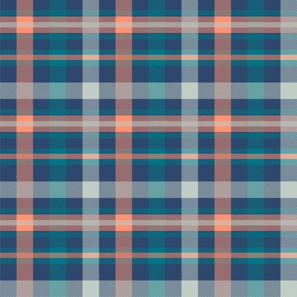 Modern Blue Orange Plaid by Marika Barsrsind — canvas wall art