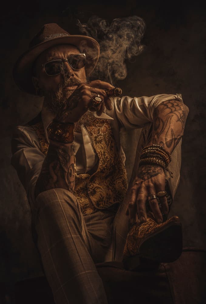Stylish Man With Cigar by gNo — canvas wall art
